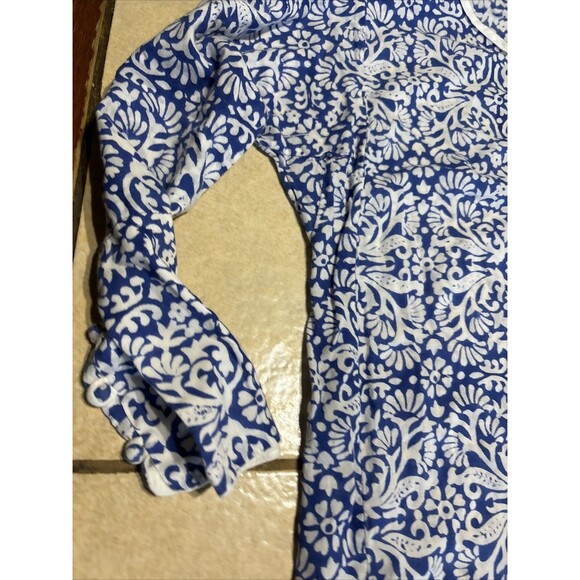 TURQUOISE Handcrafted Apparel Designer Blue And White Dress Size S/M - Picture 2 of 7